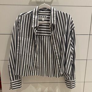 DAZE Black and White Striped Button Down Shirt